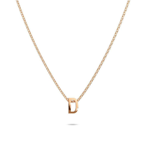 Initials Brick Alphabet Letter Necklace Rose Gold Layered Steel Jewellery
